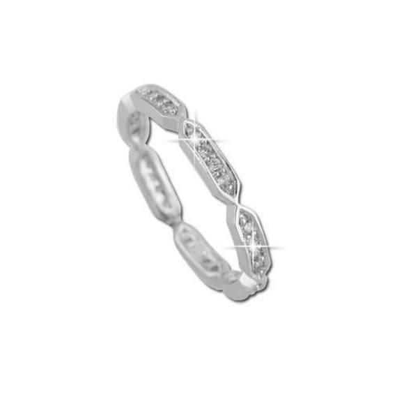 925 Silver Mini Round Eternity Band Ring - Picture 1 of 6